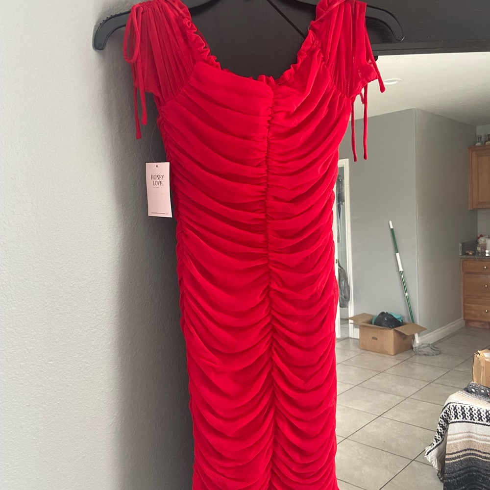 New Red Rippled Dress - Picture 2 of 3